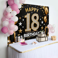 Lofaris Luxus 18. Happy Birthday Hintergrund Diamant Zahlen Gold Ballons Jubiläum Deko