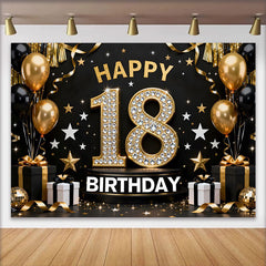Lofaris Luxus 18. Happy Birthday Hintergrund Diamant Zahlen Gold Ballons Jubiläum Deko