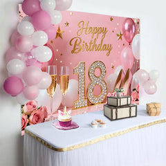 Lofaris Süßer 18. Happy Birthday Hintergrund Pink High Heels Champagner Diamant Party
