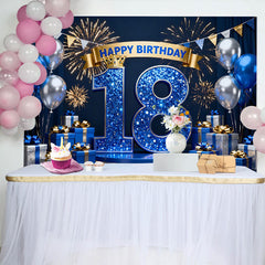 Lofaris Royalblau 18. Happy Birthday Hintergrund Blau Diamant Zahlen Ballons Meilenstein