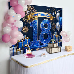 Lofaris Royalblau 18. Happy Birthday Hintergrund Blau Diamant Zahlen Ballons Meilenstein