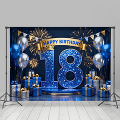 Lofaris Royalblau 18. Happy Birthday Hintergrund Blau Diamant Zahlen Ballons Meilenstein