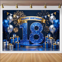 Lofaris Royalblau 18. Happy Birthday Hintergrund Blau Diamant Zahlen Ballons Meilenstein