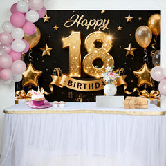 Lofaris Elegant Gold 18. Happy Birthday Hintergrund Stern Ballons Geschenkboxen Meilenstein