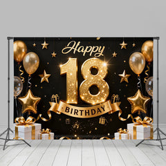 Lofaris Elegant Gold 18. Happy Birthday Hintergrund Stern Ballons Geschenkboxen Meilenstein