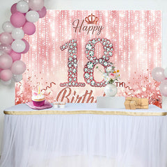 Lofaris Roségold 18. Happy Birthday Hintergrund Pink Diamant Zahlen Glitzer Banner