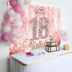 Lofaris Roségold 18. Happy Birthday Hintergrund Pink Diamant Zahlen Glitzer Banner