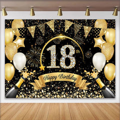 Lofaris Luxus 18. Geburtstag Hintergrund Champagner Diamant Zahlen Gold Wimpel Party