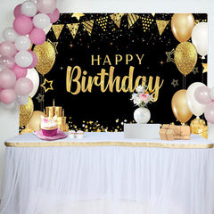 Lofaris Elegant Gold Happy Birthday Hintergrund 3-Stöckiger Kuchen Geschenkboxen Gala