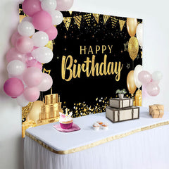 Lofaris Elegant Gold Happy Birthday Hintergrund 3-Stöckiger Kuchen Geschenkboxen Gala