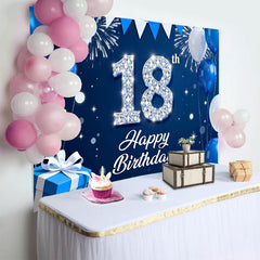 Lofaris Royalblau Silber 18. Geburtstag Hintergrund Diamant Zahlen Feuerwerk Jubiläum