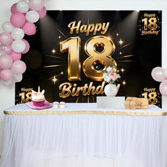 Lofaris Funkelnd Gold 18. Happy Birthday Hintergrund Spotlight Sterne Jubiläum Luxus