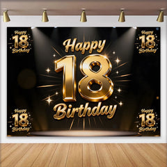 Lofaris Funkelnd Gold 18. Happy Birthday Hintergrund Spotlight Sterne Jubiläum Luxus