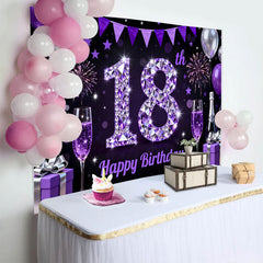 Lofaris Luxus Lila Diamant 18. Geburtstag Hintergrund Ballons Champagner Jubiläum