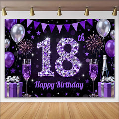 Lofaris Luxus Lila Diamant 18. Geburtstag Hintergrund Ballons Champagner Jubiläum
