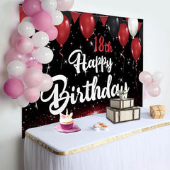 Lofaris Rot Schwarz 18. Happy Birthday Hintergrund Glitzer Boden Ballons Sternennacht