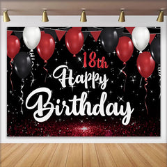 Lofaris Rot Schwarz 18. Happy Birthday Hintergrund Glitzer Boden Ballons Sternennacht