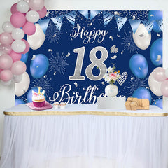 Lofaris Royalblau Silber 18. Geburtstag Hintergrund Silber Glitzer Zahlen Feuerwerk