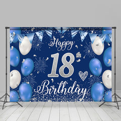 Lofaris Royalblau Silber 18. Geburtstag Hintergrund Silber Glitzer Zahlen Feuerwerk