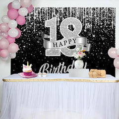Lofaris Silber Glitzer 18. Happy Birthday Hintergrund Schimmerndes Band Funkeln