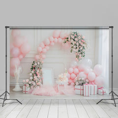 Lofaris Elegant Pink Rose Cake Smash Hintergrund Ballongirlande Geschenkbox Mädchen