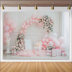 Lofaris Elegant Pink Rose Cake Smash Hintergrund Ballongirlande Geschenkbox Mädchen