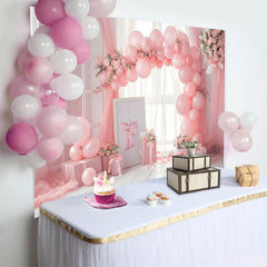 Lofaris Pink Ballonbogen Geschenkbox Hintergrund Innenraum Fensteransicht Cake Smash