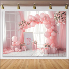 Lofaris Pink Ballonbogen Geschenkbox Hintergrund Innenraum Fensteransicht Cake Smash
