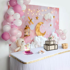 Lofaris Elegant Pink Lila Rose Cake Smash Hintergrund Ballongirlande Holzplatte Mädchen