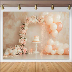 Lofaris Pastell Pink Ballon Blumenbogen Hochzeit Hintergrund Süßer Kuchen Lichterkette Braut