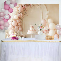 Lofaris Pastell Pink Ballon Blumenbogen Hochzeit Hintergrund Süßer Kuchen Fotografie