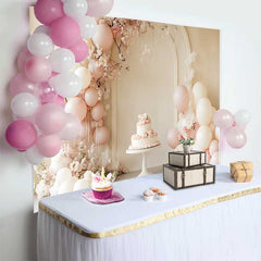 Lofaris Pastell Pink Ballon Blumenbogen Hochzeit Hintergrund Süßer Kuchen Fotografie