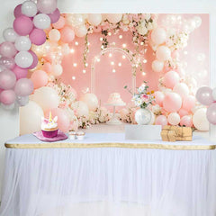 Lofaris Pinker Ballon Leuchtende Lichter Hochzeit Hintergrund Blumenbogen Kuchen Party
