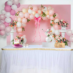 Lofaris Pinker Ballonbogen Blumen Hochzeit Hintergrund Große Schleife Brautparty