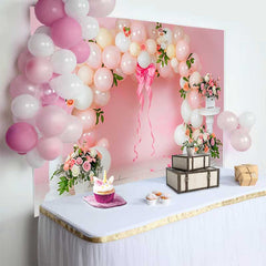 Lofaris Pinker Ballonbogen Blumen Hochzeit Hintergrund Große Schleife Brautparty