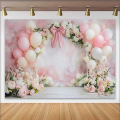 Lofaris Pinker Ballon Schleife Hochzeit Hintergrund Aquarell Blumen Brautparty
