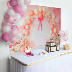 Lofaris Pinker Ballon Schleife Blumen Hochzeit Hintergrund Künstlerisch Abstrakt Party