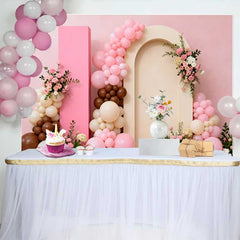 Lofaris Pink Braun Ballonbogen Blumen Hochzeit Hintergrund Romantisch Brautparty