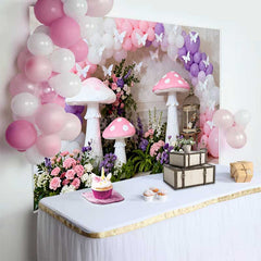 Lofaris Riesiger Pinker Pilz Schmetterling Frühling Hintergrund Lila Ballonbogen Mädchen