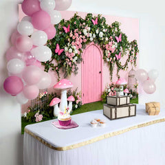 Lofaris Pinke Tür Schmetterling Blumenbogen Frühling Hintergrund Verwunschener Pilz