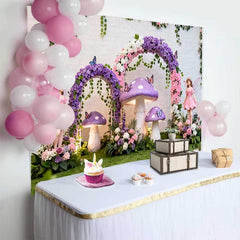 Lofaris Lila Pilz Feen Blumenbogen Frühling Hintergrund Verwunschener Wald Mädchen