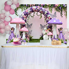 Lofaris Pink Lila Pilz Feen Frühling Hintergrund Blumenbogen Mädchen Geburtstag
