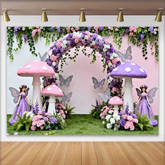Lofaris Pink Lila Pilz Feen Frühling Hintergrund Blumenbogen Mädchen Geburtstag