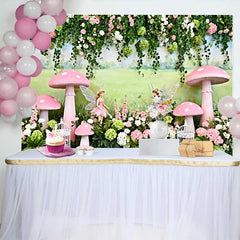 Lofaris Gemalte Wiese Feen Pinker Pilz Frühling Hintergrund Verwunschener Wald Mädchen