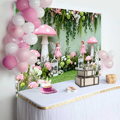 Lofaris Verwunschene Feen Pinker Pilz Frühling Hintergrund Blumenranke Wald Mädchen