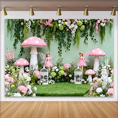 Lofaris Verwunschene Feen Pinker Pilz Frühling Hintergrund Blumenranke Wald Mädchen