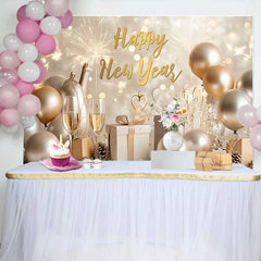 Lofaris Goldener Ballon Champagner Frohes Neues Jahr Hintergrund Geschenkbox Winter