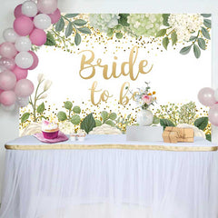 Lofaris Bride to Be Hintergrund Brautparty Weiß Blumen Grüne Blätter Gold Glitzer Deko