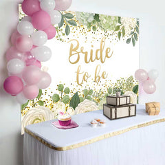 Lofaris Bride to Be Hintergrund Brautparty Weiß Blumen Grüne Blätter Gold Glitzer Deko