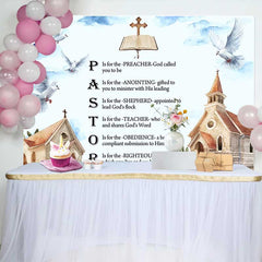 Lofaris Pastor Wertschätzung Hintergrund Akrostichon Gedicht Tauben Kirche Aquarell Kunst